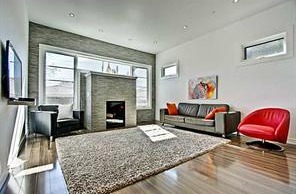Stone fireplace in the family room